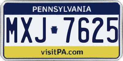 PA license plate MXJ7625