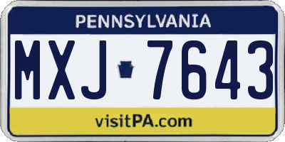 PA license plate MXJ7643