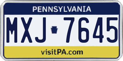 PA license plate MXJ7645