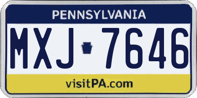 PA license plate MXJ7646
