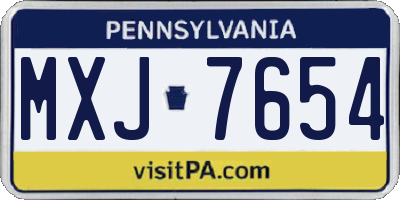 PA license plate MXJ7654