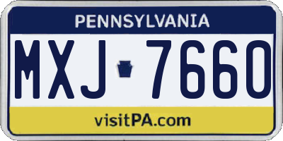 PA license plate MXJ7660