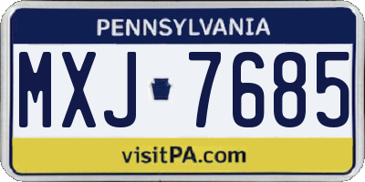 PA license plate MXJ7685