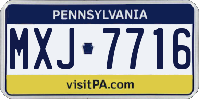 PA license plate MXJ7716