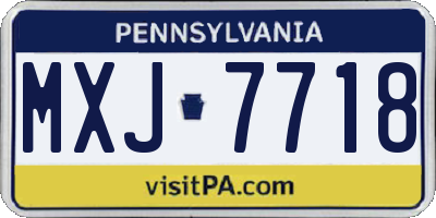 PA license plate MXJ7718