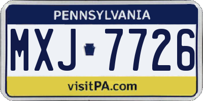 PA license plate MXJ7726