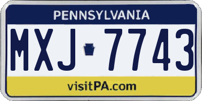 PA license plate MXJ7743