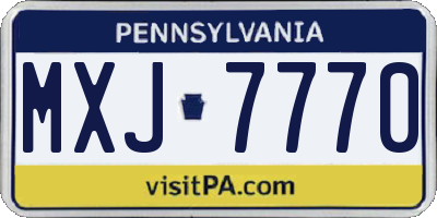 PA license plate MXJ7770