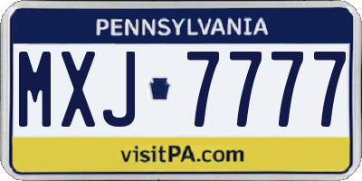 PA license plate MXJ7777