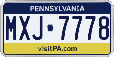 PA license plate MXJ7778