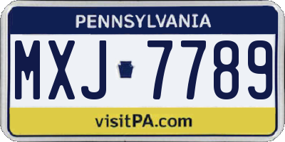 PA license plate MXJ7789