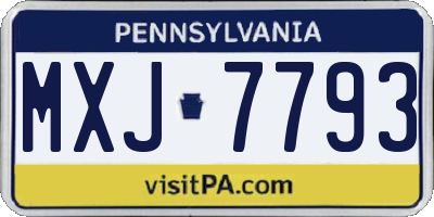PA license plate MXJ7793