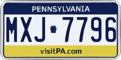 PA license plate MXJ7796