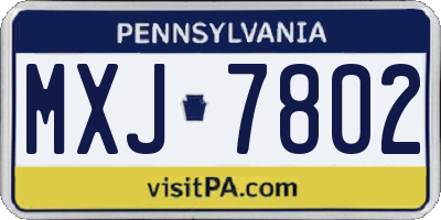 PA license plate MXJ7802