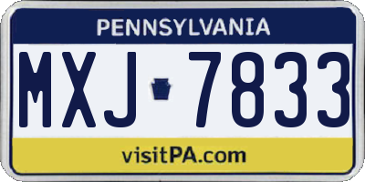 PA license plate MXJ7833
