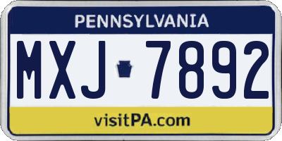 PA license plate MXJ7892