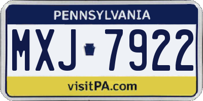 PA license plate MXJ7922