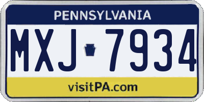 PA license plate MXJ7934