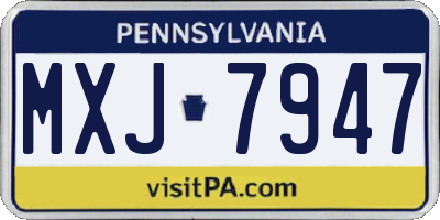 PA license plate MXJ7947