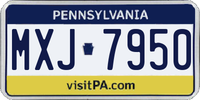 PA license plate MXJ7950