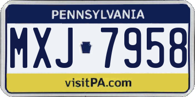 PA license plate MXJ7958