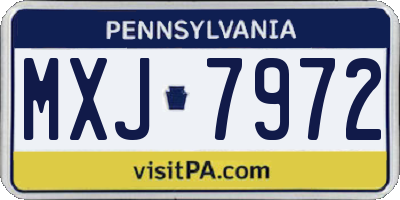 PA license plate MXJ7972