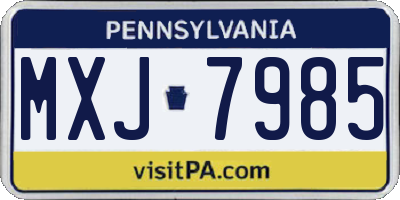 PA license plate MXJ7985