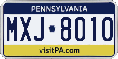 PA license plate MXJ8010