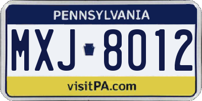 PA license plate MXJ8012