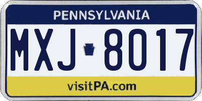 PA license plate MXJ8017