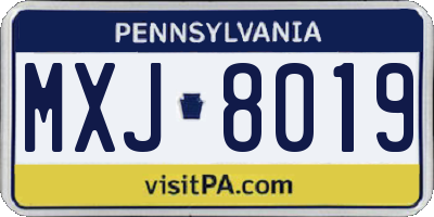 PA license plate MXJ8019