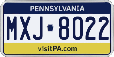 PA license plate MXJ8022