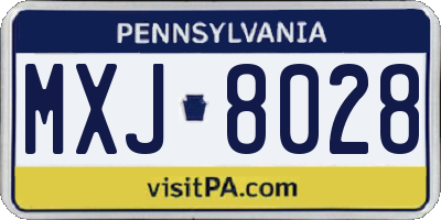 PA license plate MXJ8028