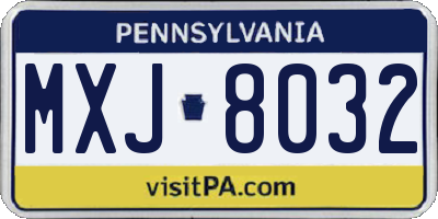 PA license plate MXJ8032