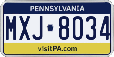 PA license plate MXJ8034