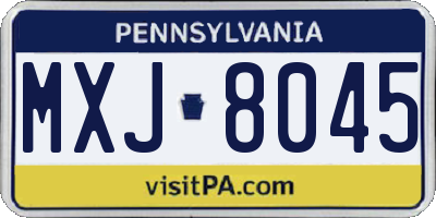 PA license plate MXJ8045