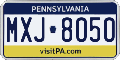 PA license plate MXJ8050