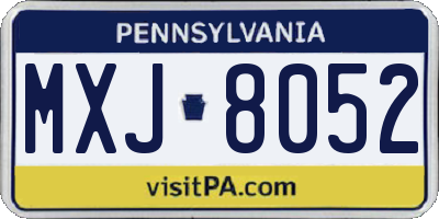 PA license plate MXJ8052