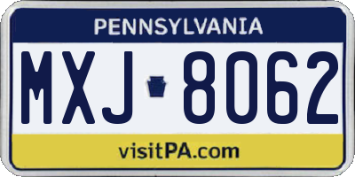 PA license plate MXJ8062