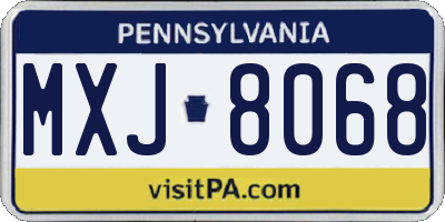 PA license plate MXJ8068