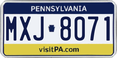 PA license plate MXJ8071