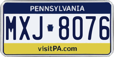 PA license plate MXJ8076