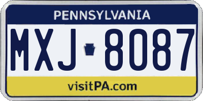 PA license plate MXJ8087