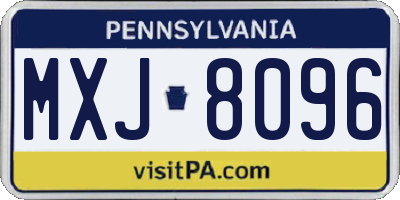 PA license plate MXJ8096