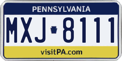 PA license plate MXJ8111