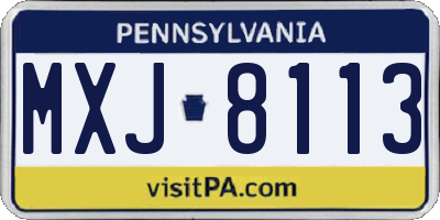 PA license plate MXJ8113