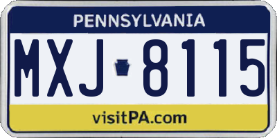 PA license plate MXJ8115