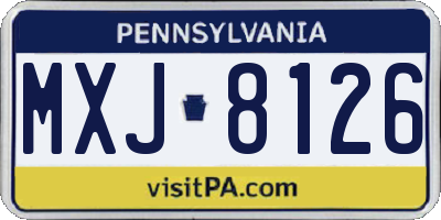PA license plate MXJ8126