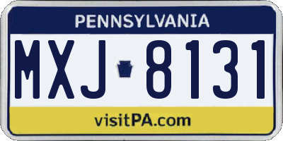 PA license plate MXJ8131