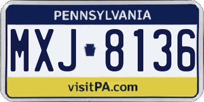 PA license plate MXJ8136
